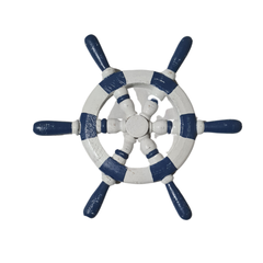 Ship Steering Wheel White Blue 32 cm