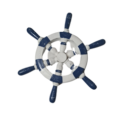 Ship Steering Wheel White Blue 32 cm