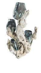 4 glass jars 13 cm dia on wood stand 46 cm high