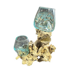 2 Glass on Wood 16 cm