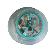 Hand blown single glass on wood 35 cm dia
