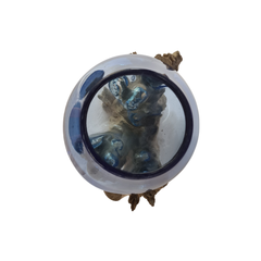 Wood glass blue 15 x 12 cm