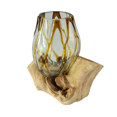 Wood glass 2 colors (brown) 10 x 12 cm