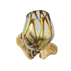 Wood glass 2 colors (brown) 10 x 12 cm