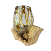 Wood glass 2 colors (brown) 13 x 15 cm