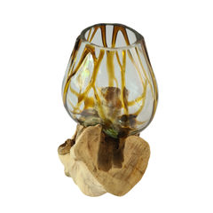 Wood glass 2 colors (brown) 13 x 15 cm