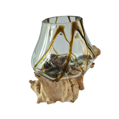 Wood glass 2 colors (brown) 15 x 19 cm