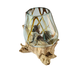 Wood glass 2 colors (brown) 15 x 19 cm