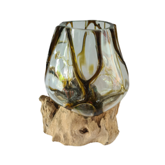 Wood glass 2 colors (brown) 17 x 20 cm