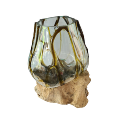 Wood glass 2 colors (brown) 17 x 20 cm