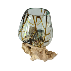 Wood glass 2 colors (brown) 17 x 20 cm