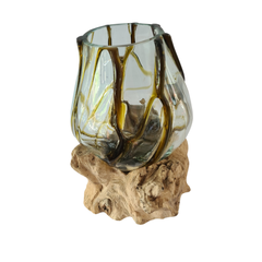 Wood glass 2 colors (brown) 17 x 20 cm