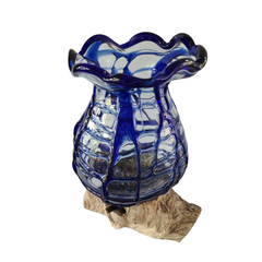 wood glass 2 colors blue 20 x 20 cm