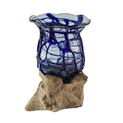 wood glass 2 colors blue 14 x 14 cm cm