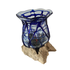 wood glass 2 colors blue 14 x 14 cm cm