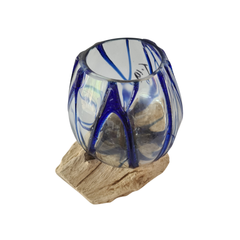 Wood glass 2 colors blue 10 x 12 cm