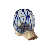 Wood glass 2 colors blue 10 x 12 cm