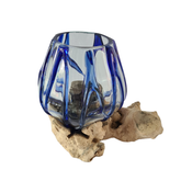 Wood glass 2 colors blue 13 x 15 cm