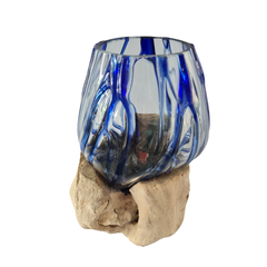 Wood glass 2 colors blue 15 x 19 cm