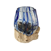 Wood glass 2 colors blue 15 x 19 cm