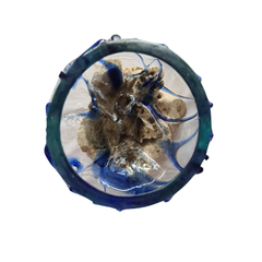 Wood glass 2 colors blue 17 x 20 cm