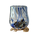 Wood glass 2 colors blue 17 x 20 cm