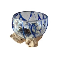 Half glass 2 colors blue 13 x 15 cm