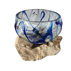 Half glass 2 colors blue 13 x 15 cm