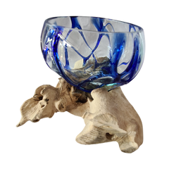 Half glass 2 colors blue 17 x 20 cm