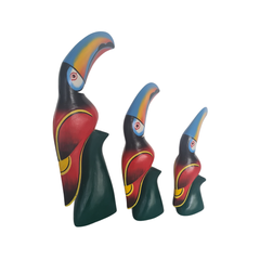 Toucans sitting in red - Set 3 - 30, 20, 15 cm