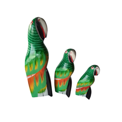 Parrots sitting green - Set 3 - 30, 20, 15 cm