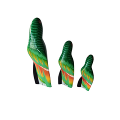 Parrots sitting green - Set 3 - 30, 20, 15 cm