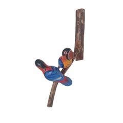 Small Parrots On Perch 25 cm