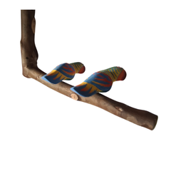 Small Parrots On Perch 25 cm