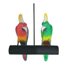 Parrots pair on perch 30 cm