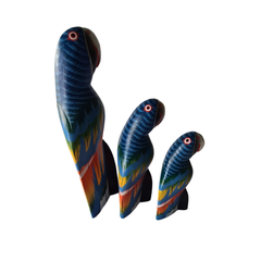 Parrots sitting blue - Set 3 - 30, 20, 15 cm