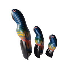 Parrots sitting blue - Set 3 - 30, 20, 15 cm