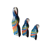 Parrots sitting blue - Set 3 - 30, 20, 15 cm