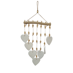 Wooden wall decoration heart shapes white 50 cm