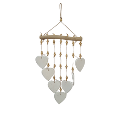 Wooden wall decoration heart shapes white 50 cm