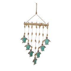Wooden wall decoration green turtle 50 cm