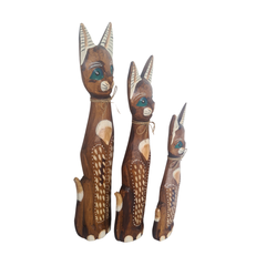 Cat set 3 carving dot finishing as 40, 50, 60 cm