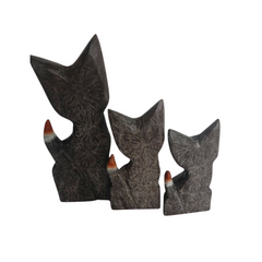 Cat black glass ornament set of 3 as 25, 30, 40 cm