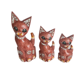 Cat brown glass ornament set of as 25, 30, 40 cm