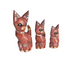 Cat brown glass ornament set of as 25, 30, 40 cm