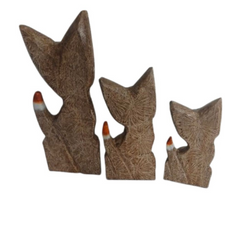 Cat dark brown glass ornament set of 3 as 25, 30, 40 cm