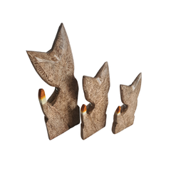 Cat light brown glass ornament set of 3 as 25, 30, 40 cm