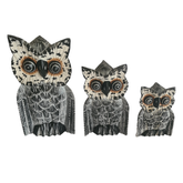 Owl Black wash set 3 as 20, 30, 50 cm