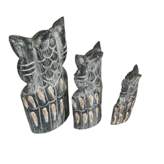 Owl Black wash set 3 as 20, 30, 50 cm