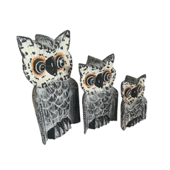 Owl Black wash set 3 as 20, 30, 50 cm